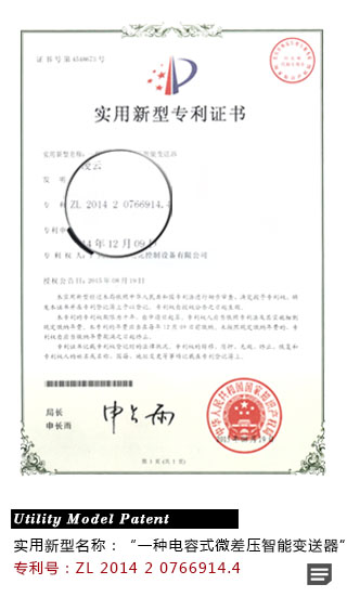SISEN实用新型专利：“一种电容式微差压智能变送器”